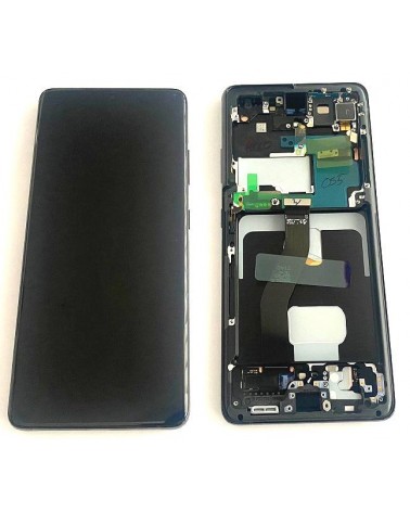 LCD and Touch Screen with Black Frame Phantom Black for Samsung Galaxy S21 Ultra 5G G998 G998B Service Pack