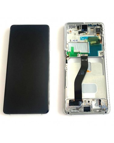 LCD and Touch Screen with Silver Frame for Samsung Galaxy S22 Ultra SM-S908 Service Pack