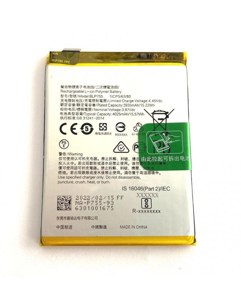 BLP755 for Oppo Reno3 / Reno3 Pro / Find X2 Neo 5G 4025mAh Battery
