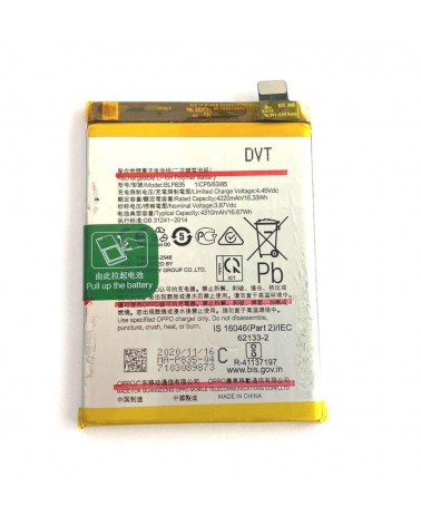 Bateria BLP835 para Oppo Reno5 F / Reno5 Lite / A94 4G / F19 Pro 4310mAh Bateria amovível