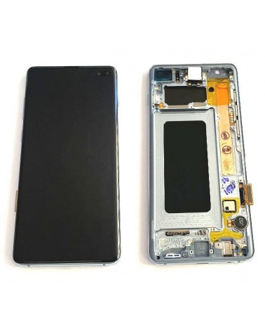 LCD and touch screen with Prism Blue light blue frame for Samsung Galaxy S10 Plus G975 G975F Service Pack