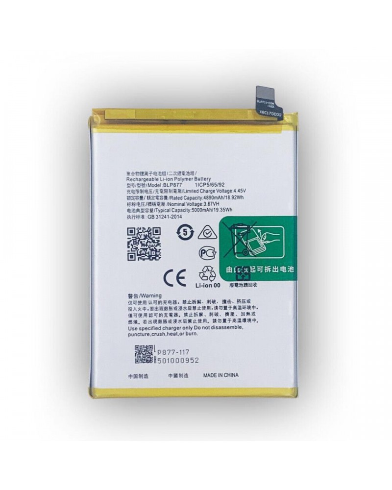 Battery BLP877 for Realme 8i RMX3151 Realme C31 RMX3501 Realme C35 RMX3511 5000mAh