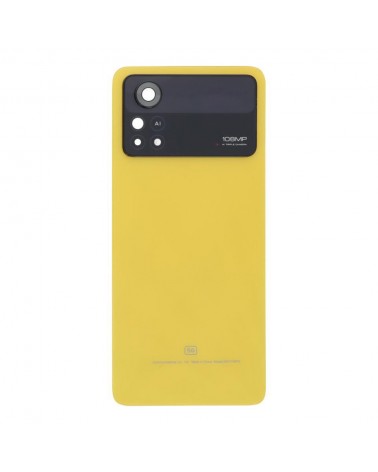 Tampa traseira da bateria com lente de câmara para Xiaomi Poco X4 Pro 5G - Amarelo