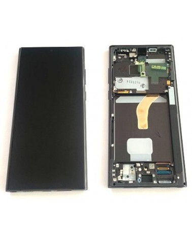 LCD and Touch Screen with Graphite Frame for Samsung Galaxy S22 Ultra SM-S908 Service Pack