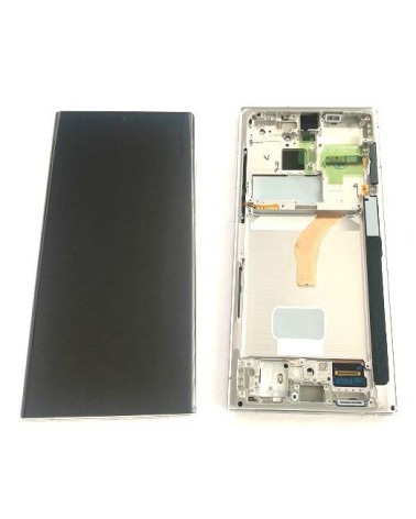 LCD and Touch Screen with Silver Frame for Samsung Galaxy S22 Ultra SM-S908 Service Pack