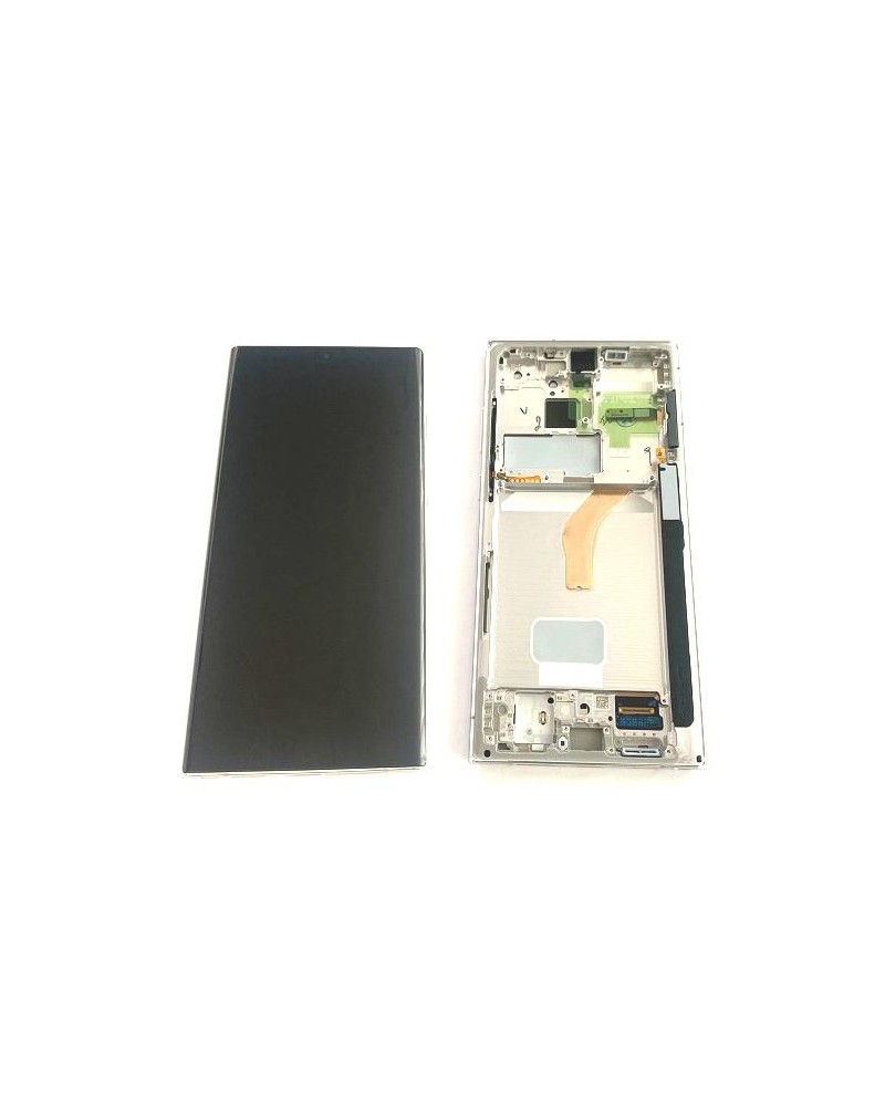 LCD and Touch Screen with Silver Frame for Samsung Galaxy S22 Ultra SM-S908 Service Pack