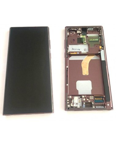 LCD and Touch Screen with Burgundy Frame for Samsung Galaxy S22 Ultra SM-S908 Service Pack