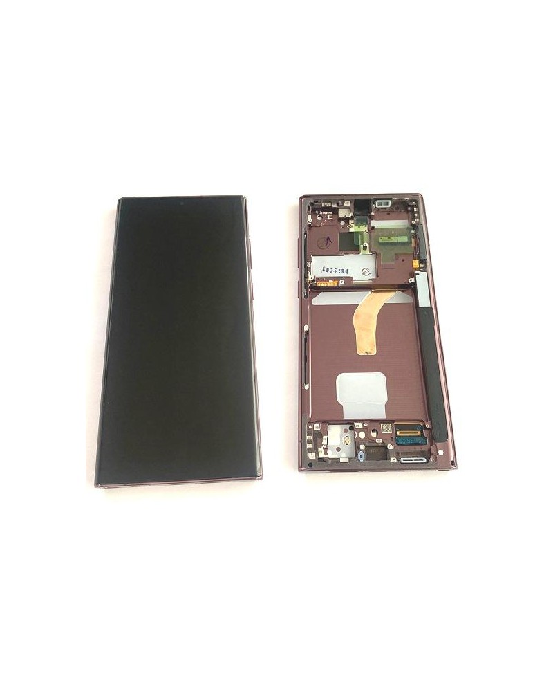 LCD e ecrã tátil com moldura cor de vinho para Samsung Galaxy S22 Ultra SM-S908 Service Pack