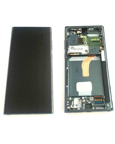 LCD and Touch Screen with Green Frame Black for Samsung Galaxy S22 Ultra SM-S908 Service Pack