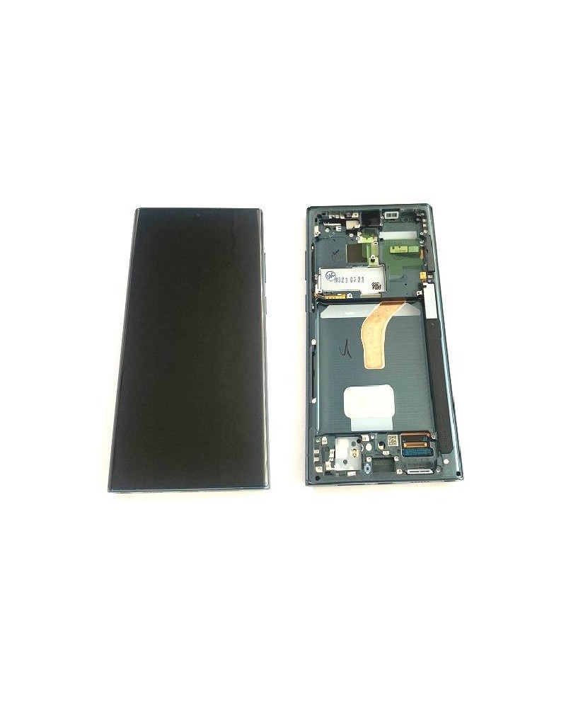 LCD and Touch Screen with Green Frame Black for Samsung Galaxy S22 Ultra SM-S908 Service Pack