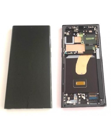 Pantalla LCD y Tactil con Marco Negro para Samsung Galaxy S23 Ultra S918 S918B   Service Pack  