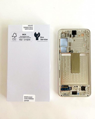 Pantalla LCD y Tactil con Marco Plata para Samsung Galaxy S23 S911 S911B   Service Pack  