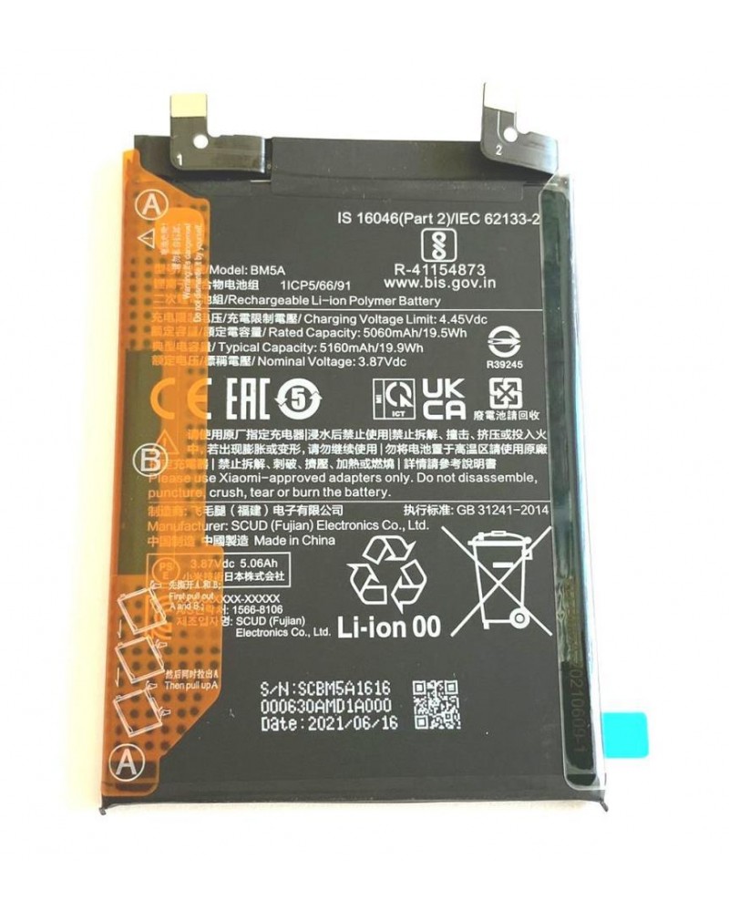 Bateria BM5A de 5060mAh para Xiaomi Redmi Note 11 Pro 4G 2201116TG Service Pack
