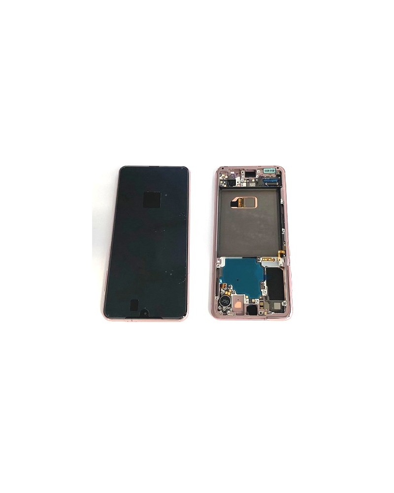 Pantalla LCD y Tactil con marco Rosa para Samsung Galaxy S21 5G G991   Service Pack