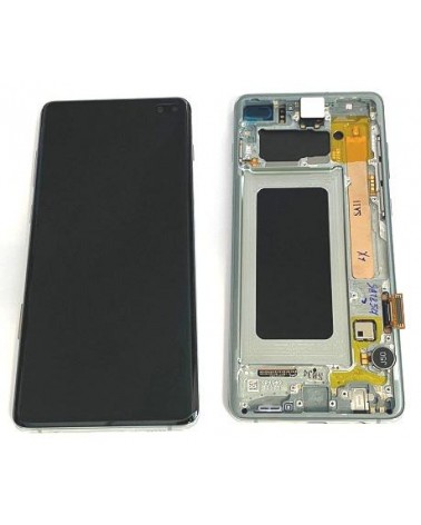 Pantalla LCD Y Tactil Con Marco Verde Claro   Prism Green   para Samsung Galaxy S10 Plus G975 G975F   Service Pack  