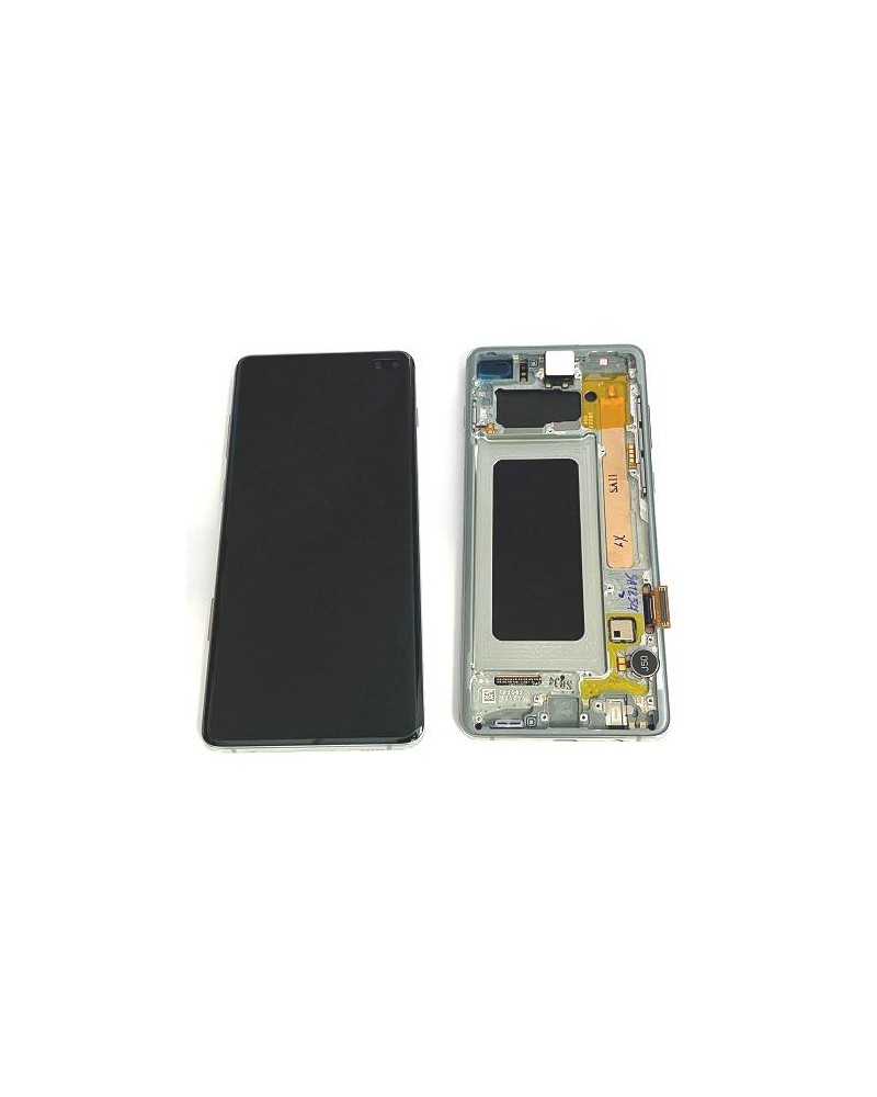 LCD e ecrã tátil com moldura verde claro Prism Green para Samsung Galaxy S10 Plus G975 G975F Service Pack