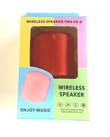 Mini Wireless Cylindrical Red Speaker with USB Charge