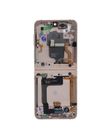 LCD e ecrã tátil com moldura dourada para Samsung Galaxy Z Flip 4 F721 Service Pack