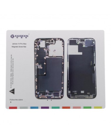 Guia Tapete de arrumação com parafusos magnéticos para iPhone 14 Pro Max