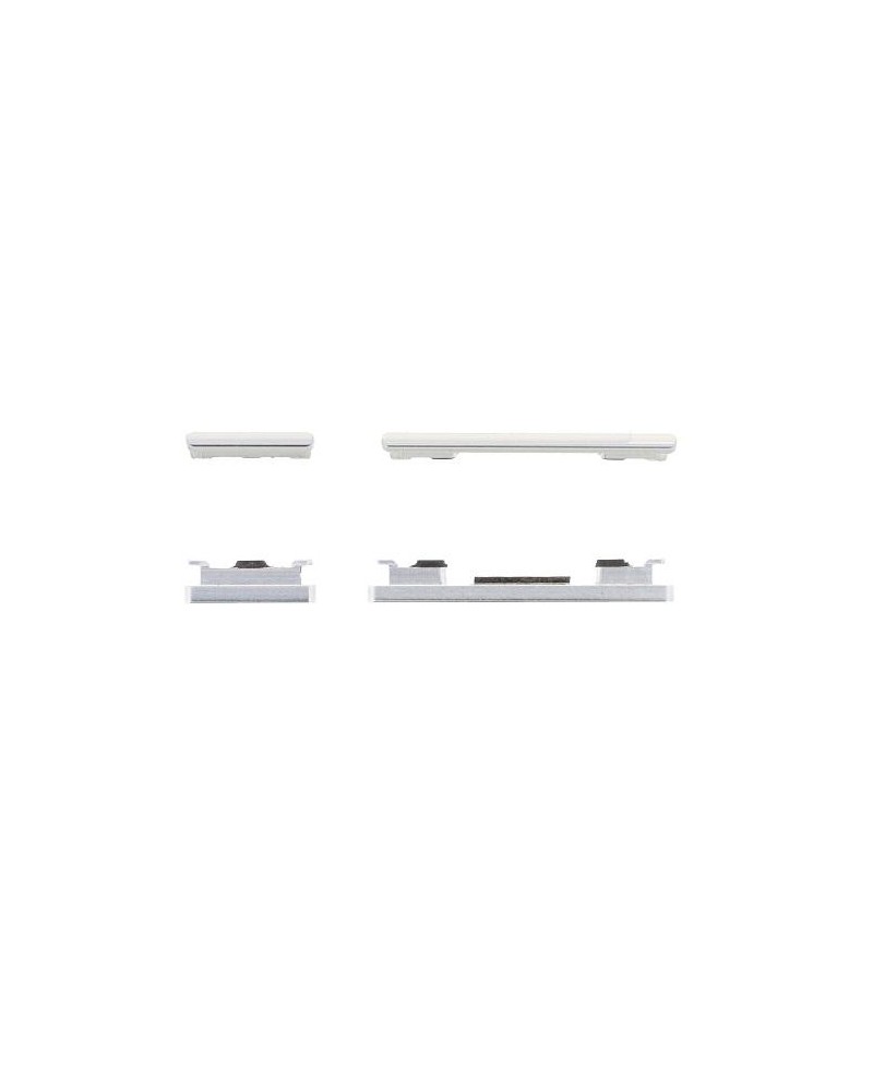 Conjunto de botões de volume e de alimentação para Xiaomi Mi Note 10 Lite M2002F4LG - Branco prateado