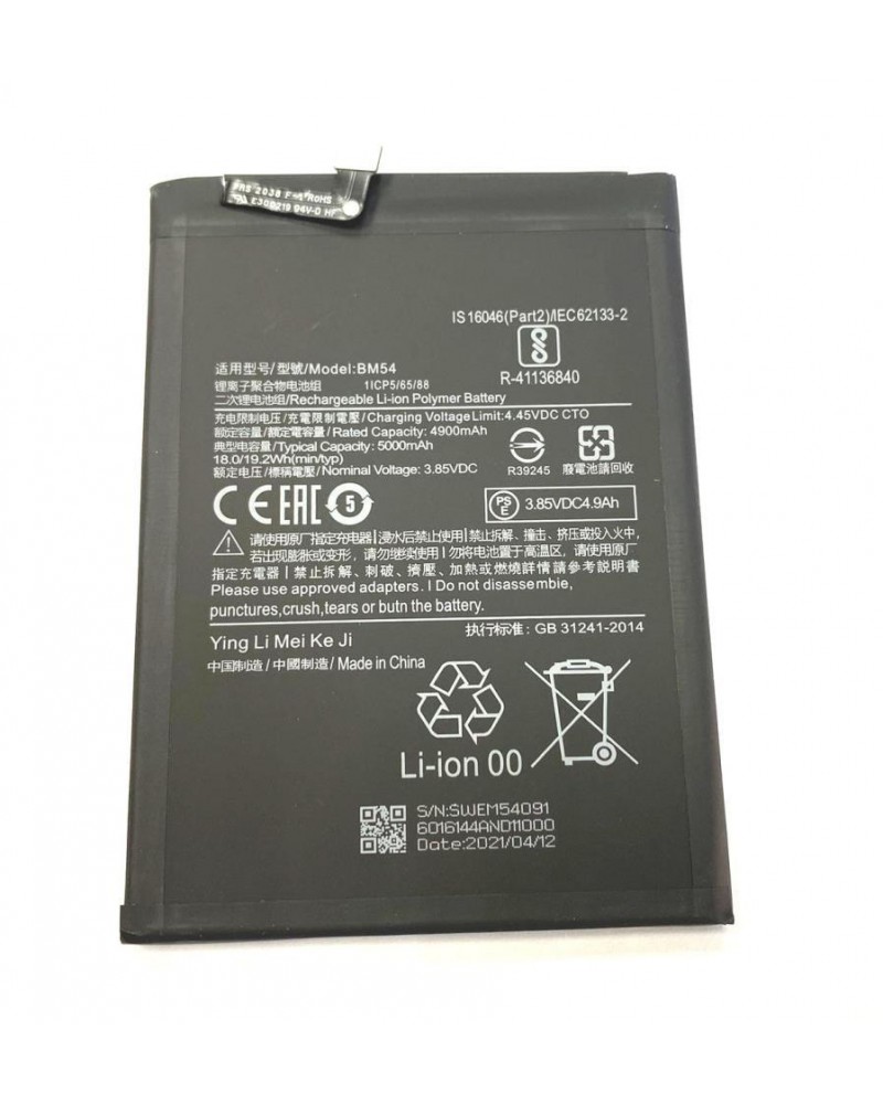 Bateria BM54 de 5000mAh para Xiaomi Redmi Note 9T