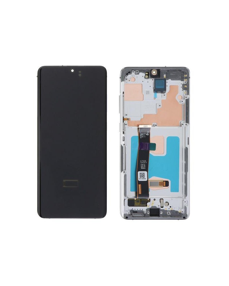 Pantalla LCD y Tactil con Marco Plata para Samsung Galaxy S20 Ultra G988 SM-G988B   S20 Ultra 5G   Calidad Oled  