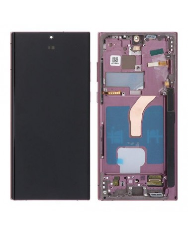 LCD and Touch screen with Burgundy frame for Samsung Galaxy S22 Ultra SM-S908 Oled quality