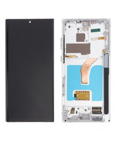 Pantalla LCD y Tactil con Marco Plata para Samsung Galaxy S22 Ultra SM-S908   Calidad Oled  