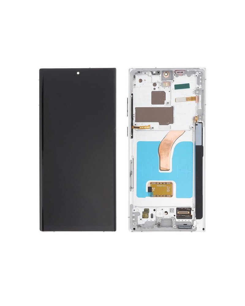 LCD e ecrã tátil com moldura prateada para Samsung Galaxy S22 Ultra SM-S908 Qualidade Oled