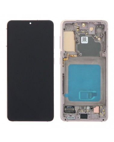 LCD e ecrã tátil com moldura dourada rosa para Samsung S21 SM-G991 Qualidade Oled