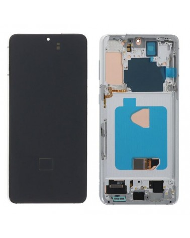 LCD and Touch Screen with Silver Frame for Samsung Galaxy S21 Plus G996 Oled Quality