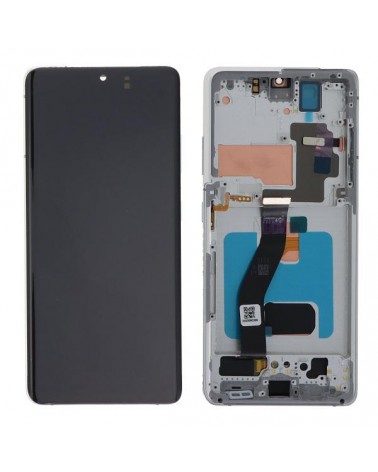 Pantalla LCD y Tactil con Marco Plata para Samsung Galaxy S21 Ultra 5G G998 G998B   Calidad Oled  