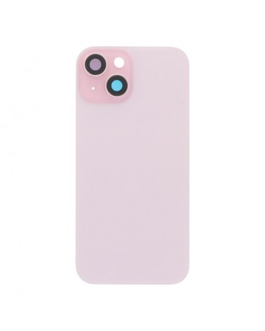 Capa traseira com suporte de metal e lente de câmara para Iphone 15 - Rosa