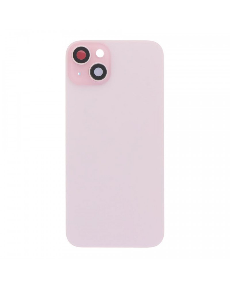 Tapa Trasera con Soporte Metalico y Lente de Camara para Iphone 15 Plus - Rosa