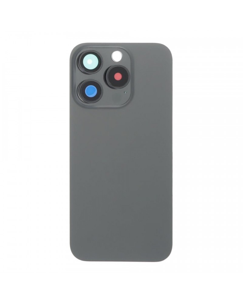 Tapa Trasera con Soporte Metalico y Lente de Camara para Iphone 15 Pro - Titanio Negro