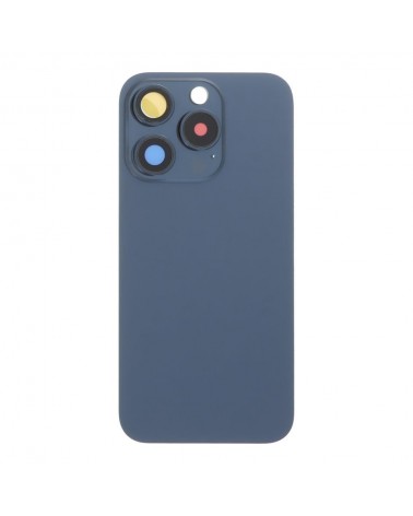 Capa traseira com suporte metálico e lente de câmara para Iphone 15 Pro - Azul titânio