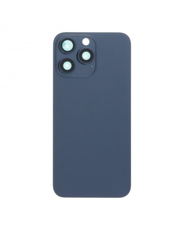 Capa traseira com suporte metálico e lente de câmara para Iphone 15 Pro Max - Azul titânio