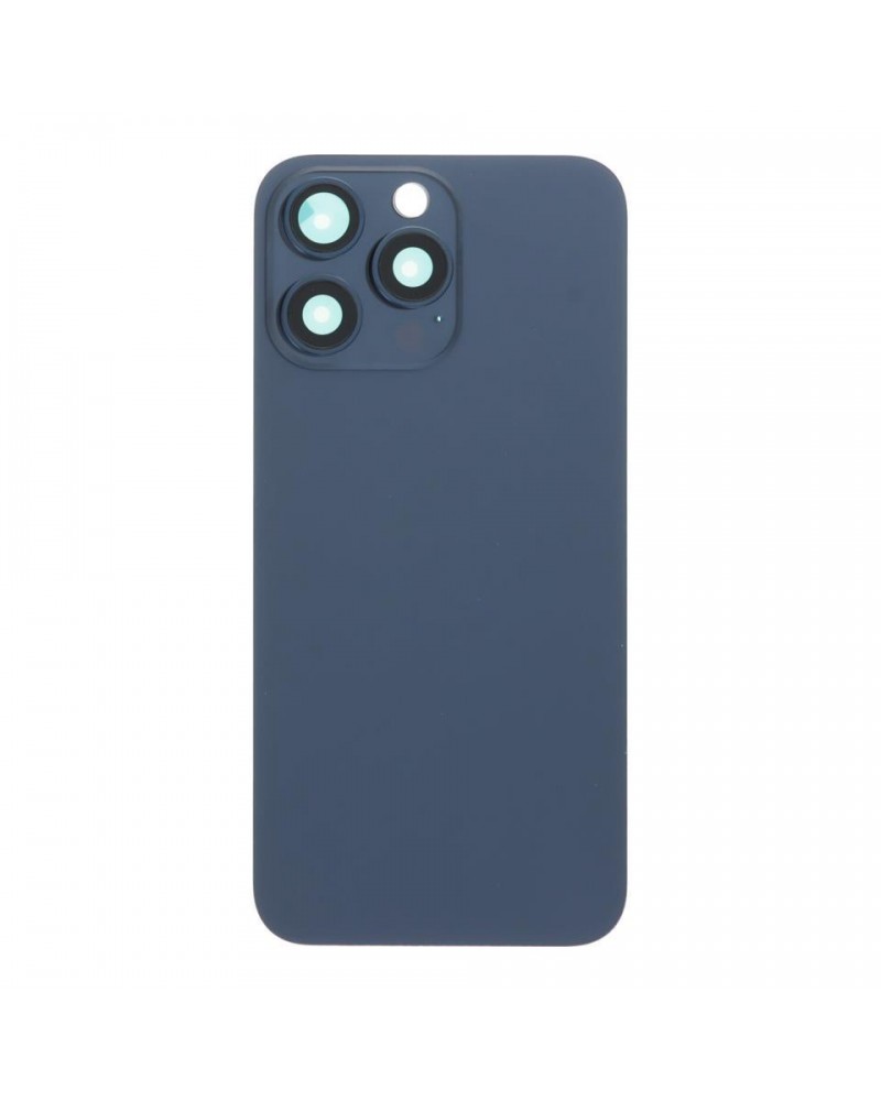 Capa traseira com suporte metálico e lente de câmara para Iphone 15 Pro Max - Azul titânio