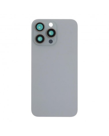 Capa traseira com suporte metálico e lente de câmara para Iphone 15 Pro Max - Branco titânio