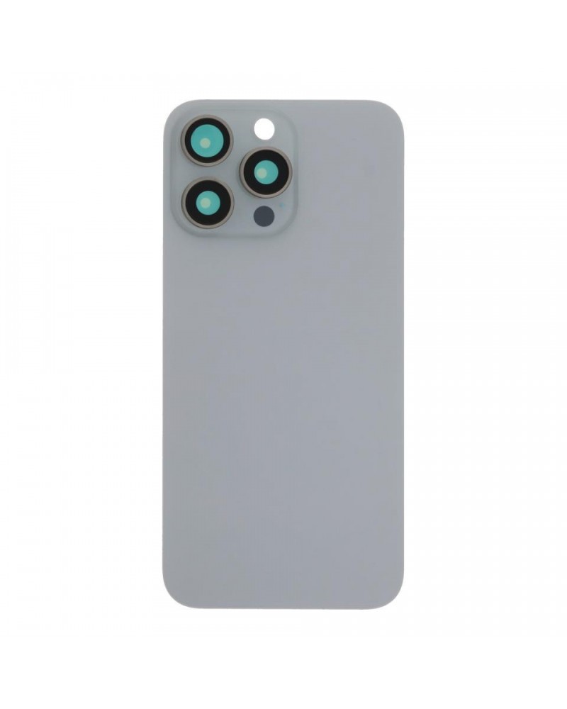 Capa traseira com suporte metálico e lente de câmara para Iphone 15 Pro Max - Branco titânio