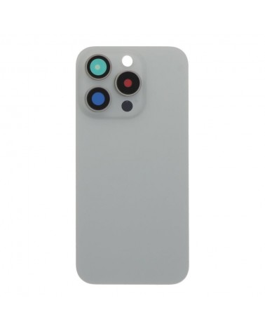 Capa traseira com suporte metálico e lente de câmara para Iphone 15 Pro - Branco titânio