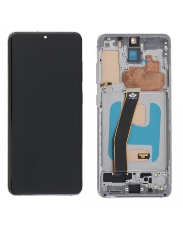 LCD e ecrã tátil com moldura cinzenta para Samsung Galaxy S20 G980 G980F S20 5G G981 G981F Qualidade TFT