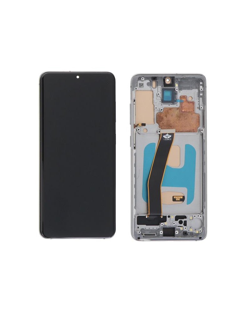 Pantalla LCD y Tactil con Marco Gris para Samsung Galaxy S20 G980 G980F   S20 5G G981 G981F   Calidad TFT  