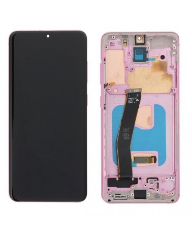 LCD e ecrã tátil com moldura rosa para Samsung Galaxy S20 G980 G980F S20 5G G981 G981F Qualidade Oled