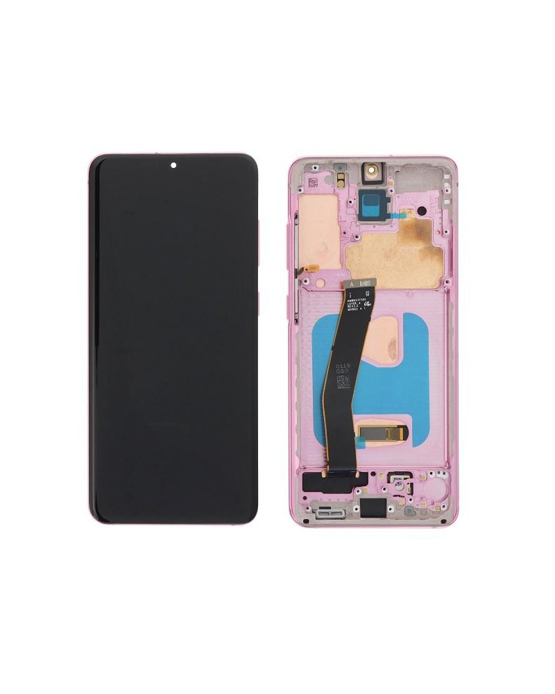 LCD e ecrã tátil com moldura rosa para Samsung Galaxy S20 G980 G980F S20 5G G981 G981F Qualidade Oled