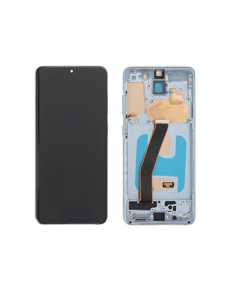 LCD e ecrã tátil com moldura azul para Samsung Galaxy S20 G980 G980F S20 5G G981 G981F Qualidade TFT