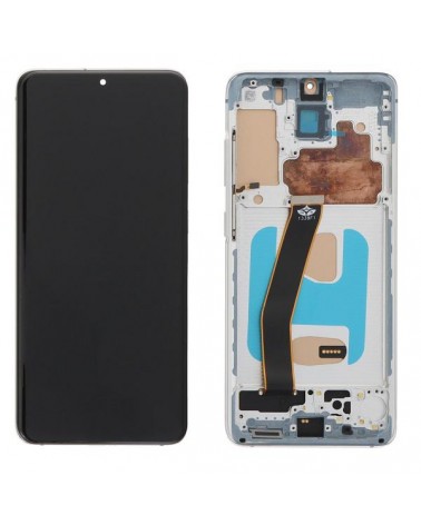 LCD e ecrã tátil com moldura prateada para Samsung Galaxy S20 G980 G980F S20 5G G981 G981F Qualidade TFT