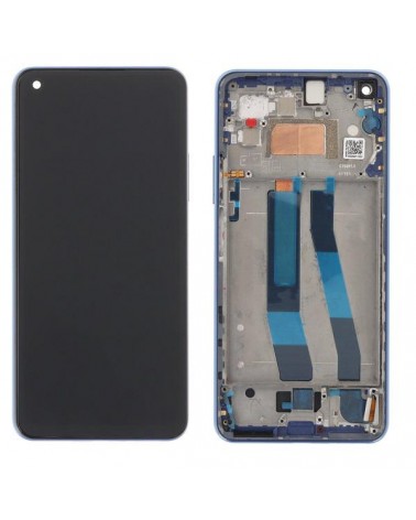 Pantalla LCD y Tactil con Marco Azul para Xiaomi Mi 11 Lite 5G NE 2109119DG  2107119DC  2109119DI   Calidad TFT  