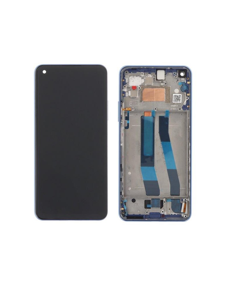 Pantalla LCD y Tactil con Marco Azul para Xiaomi Mi 11 Lite 5G NE 2109119DG  2107119DC  2109119DI   Calidad TFT  