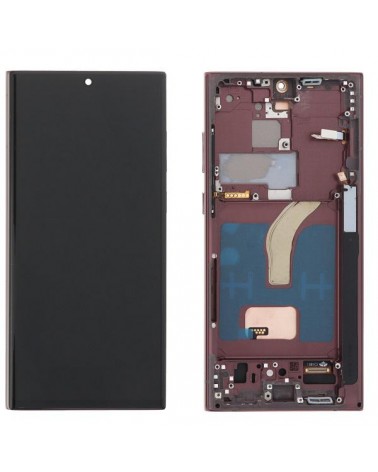 Pantalla LCD y Tactil con Marco Burgundy para Samsung Galaxy S22 Ultra SM-S908   Calidad TFT  